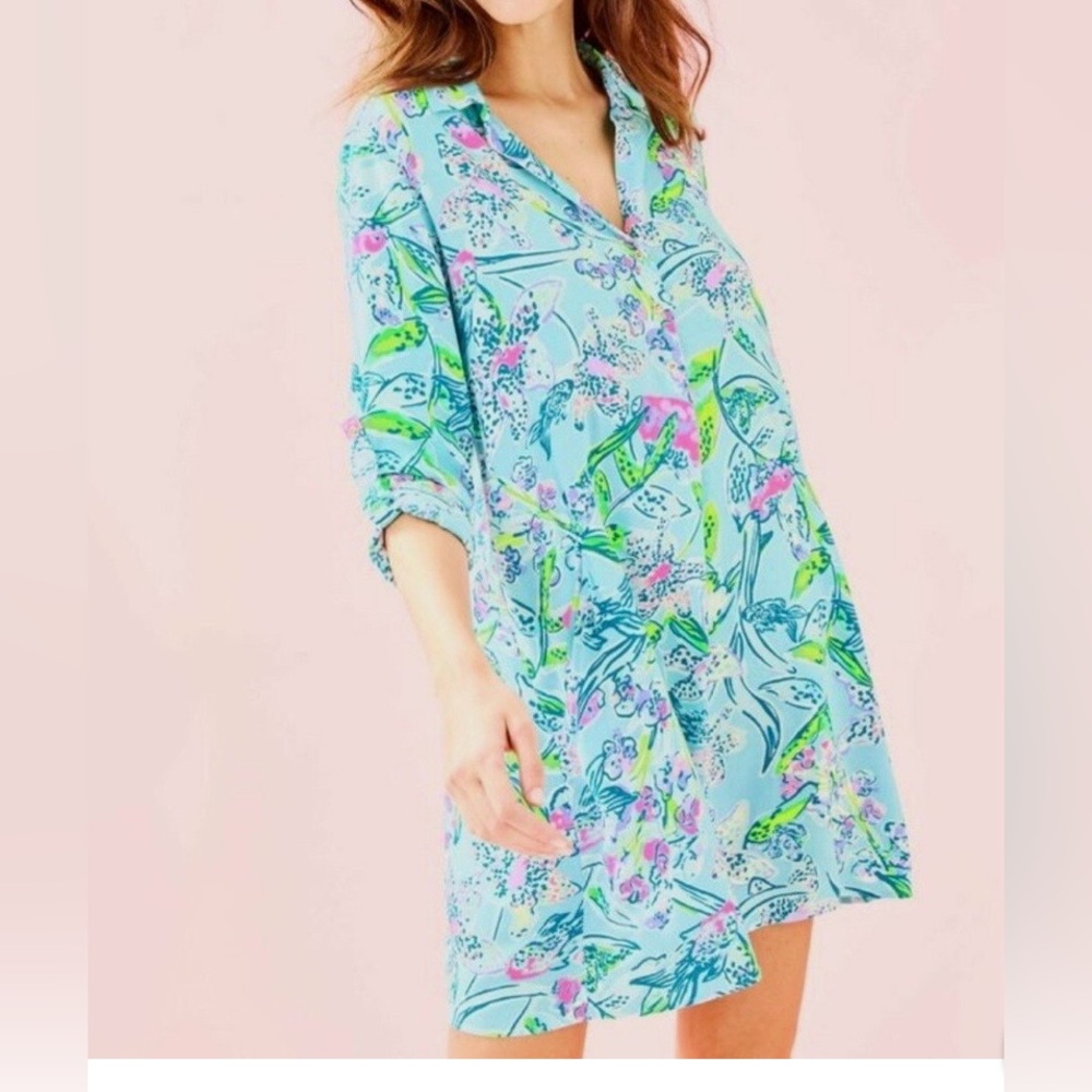 Lilly Pulitzer Light Blue Floral Breezy Swim Coverup